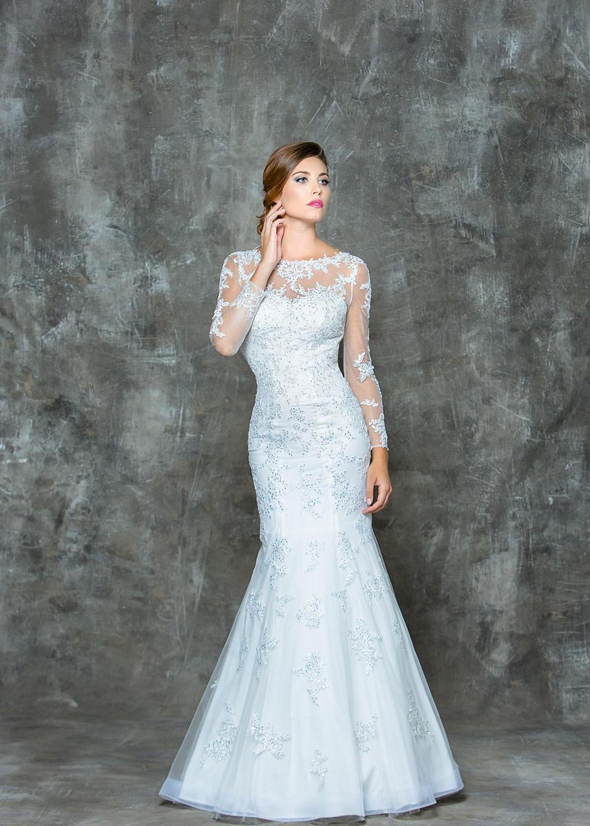 Colors Dress - G665SC Jewel Appliques Long Sleeve Trumpet Dress
