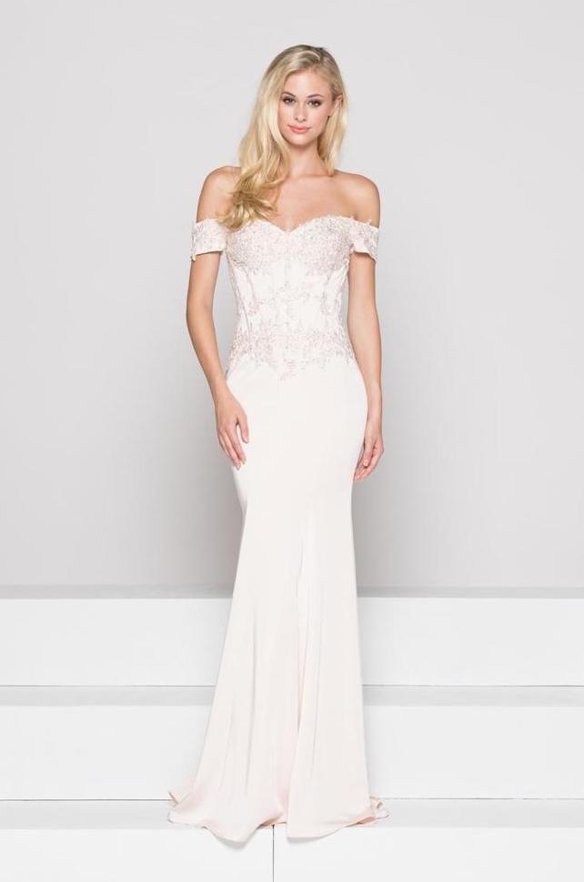 Glow by Colors - G786SC Lace Applique Off-Shoulder Gown