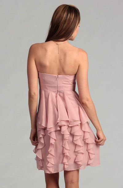 Adrianna Papell - 231M26730 Ruched Bodice Flutter Panel Chiffon Dress. In Pink