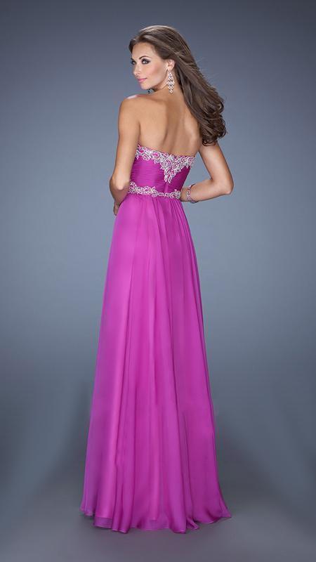 La Femme - Strapless Evening Gown with Jeweled Waist 19372 In Pink