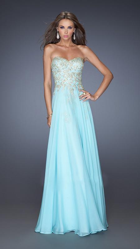 La Femme - Long Embellished Strapless Dress 20114 In Green