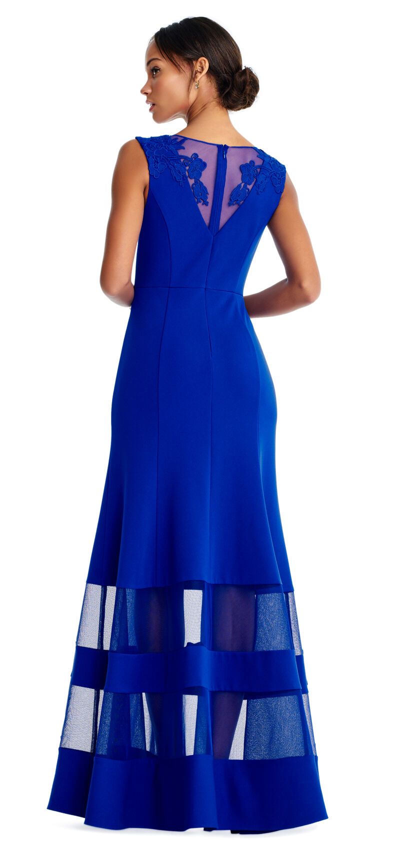 Aidan Mattox - MD1E203970 Sleeveless Illusion Panel Mermaid Dress In Blue