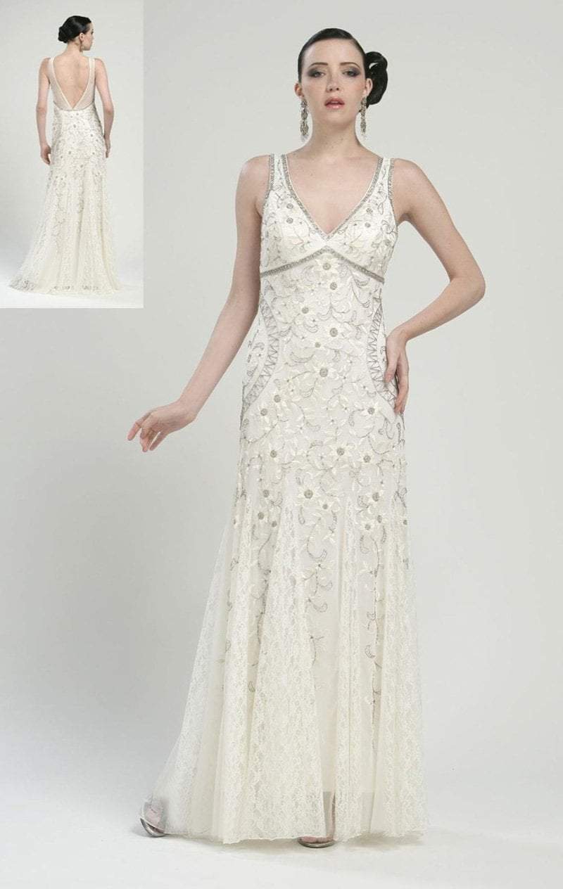 sue wong floral embroidered dress vintage green emerald maxi dress embroidered crystals floral Prom Dres –  formalgowns main image 0