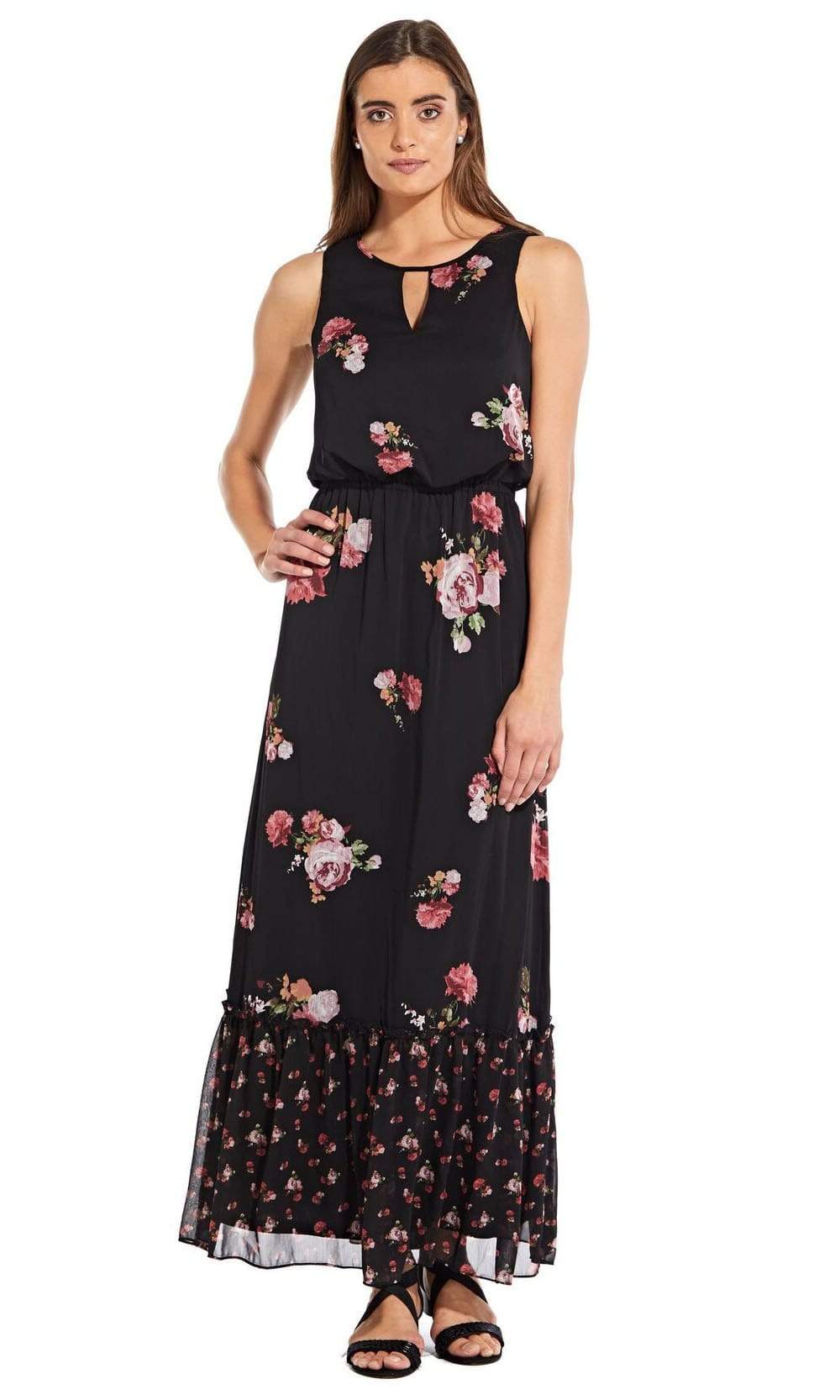 Adrianna Papell - AP1D102546 Sleeveless Floral Print Chiffon Dress Wedding Guest