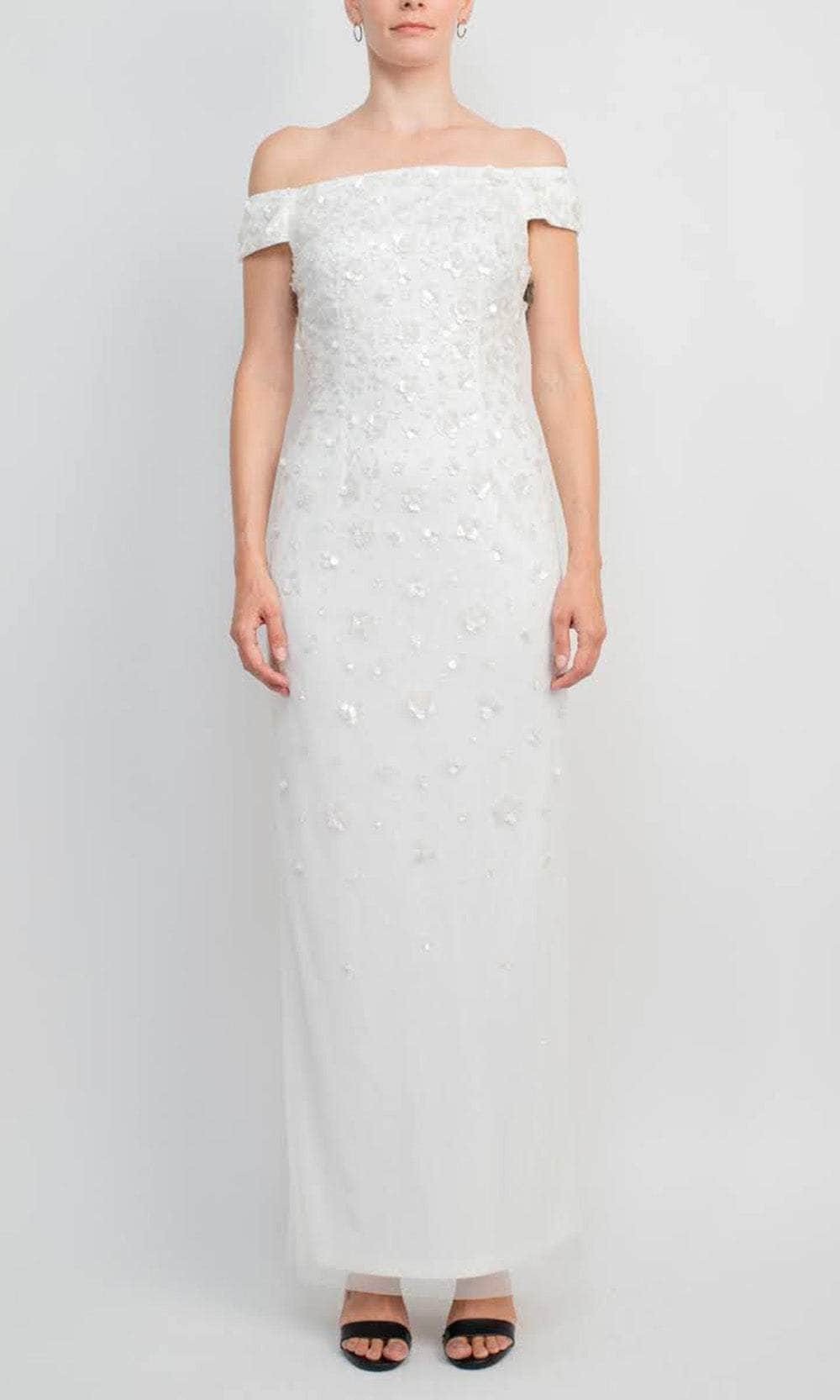 Adrianna Papell AP1E207584 - Floral Sequin Formal Gown Special Occasion Dress 0 / Ivory