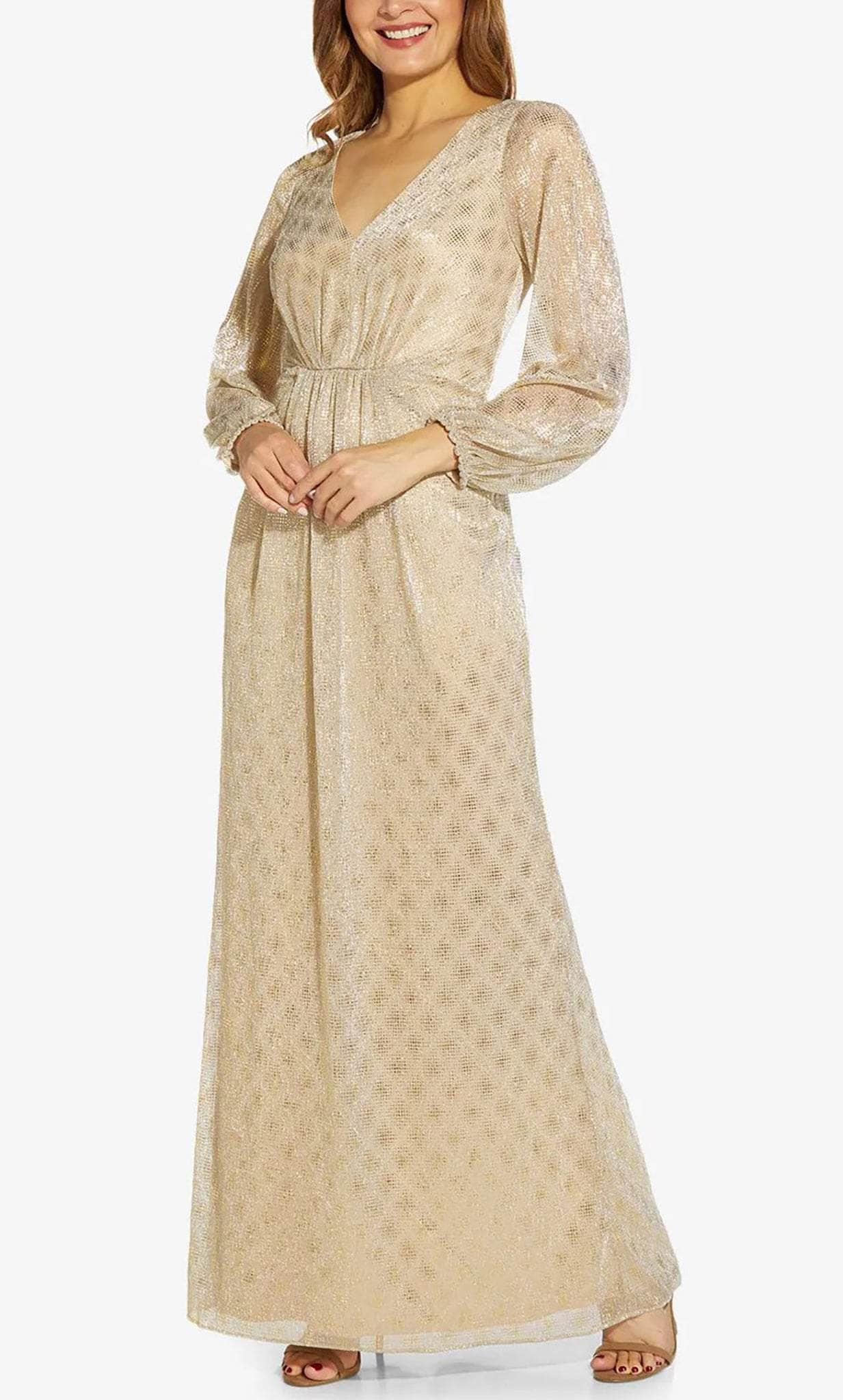 Adrianna Papell AP1E209111 - Formal Glittered Modest Long Gown Adrianna Papell AP1E209111 - Formal Glittered Modest Long Gown