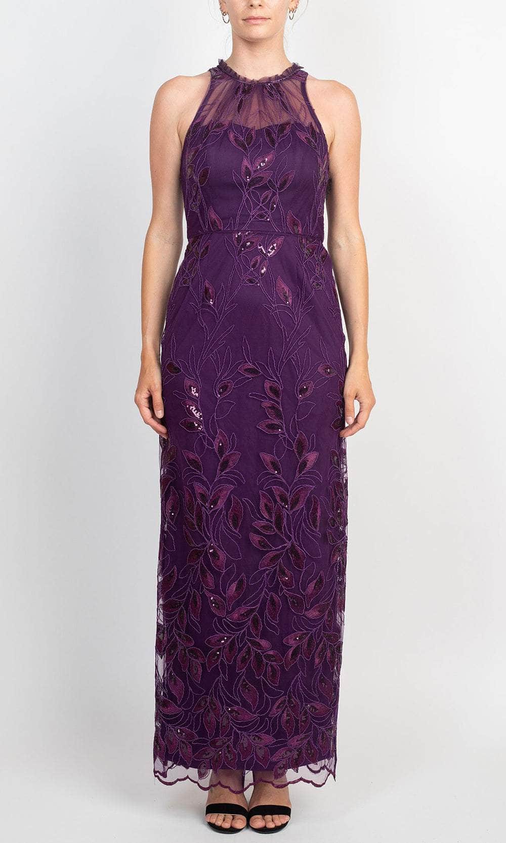 Adrianna Papell AP1E209275 - Long Mesh Sheath Dress - Sleeveless, Ruffled, Embroidered, Sequin, Sweetheart Lining, Racerback, Back Slit, Scalloped Hem ADASA Adrianna Papell AP1E209275 - Long Mesh Sheath Dress - Sleeveless, Ruffled, Embroidered, Sequin, Sweetheart Lining, Racerback, Back Slit, Scalloped Hem ADASA
