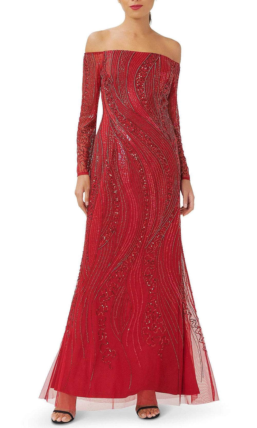 Adrianna Papell AP1E210117 P - Long Mesh A-Line Dress Adrianna Papell AP1E210117 P - Long Mesh A-Line Dress