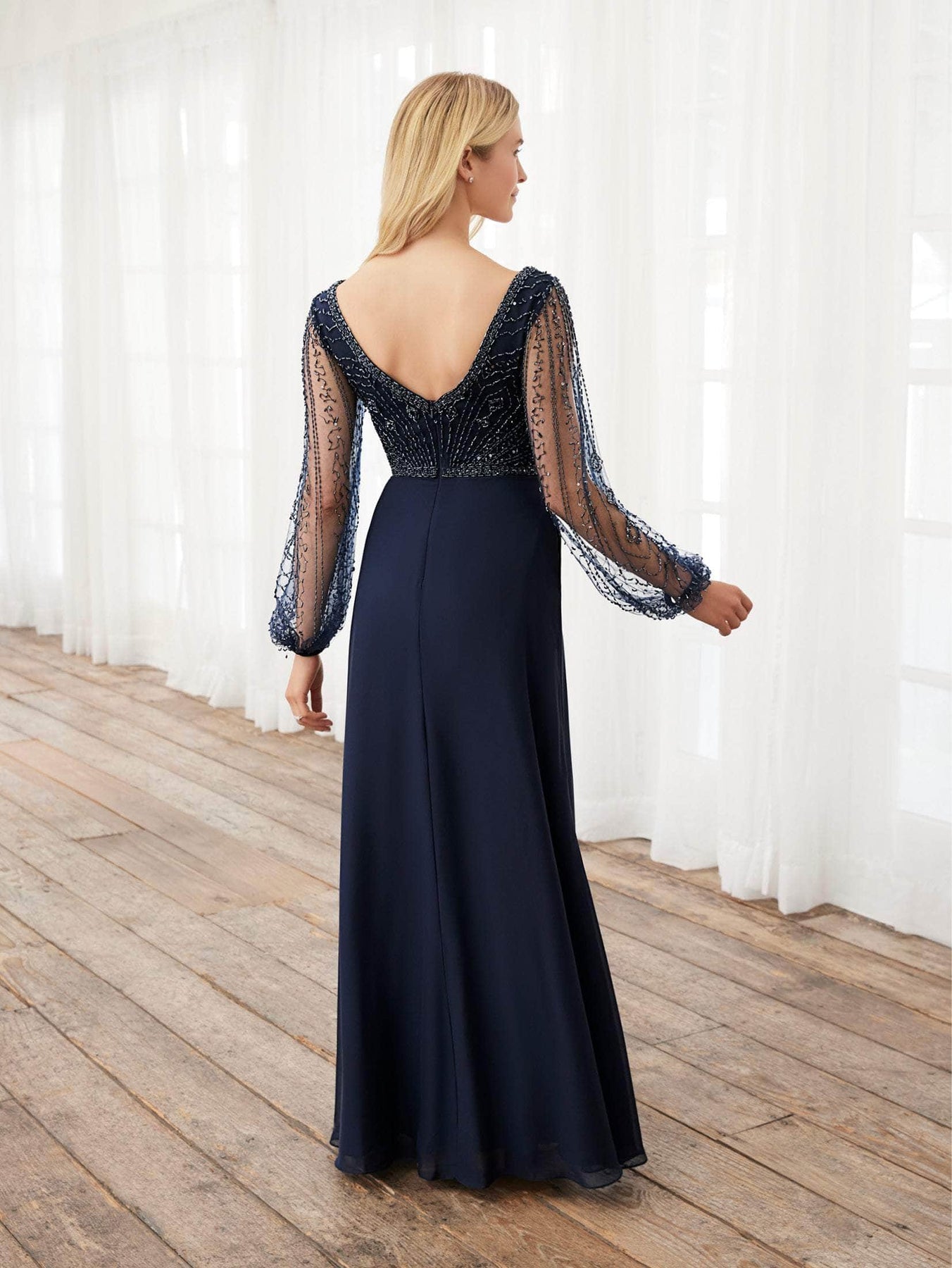 Adrianna Papell Platinum 40398 - V-neck Beaded Evening Gown Special Occasion Dress