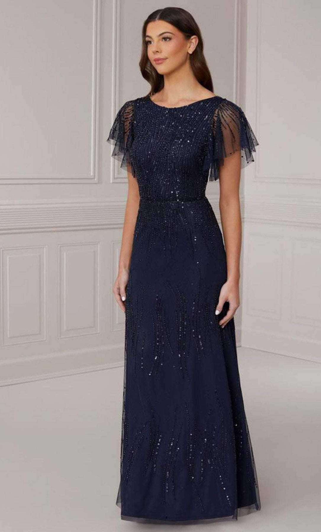 Adrianna Papell Platinum 40418 - Formal Full Length Gown Evening Dresses 0 / Navy