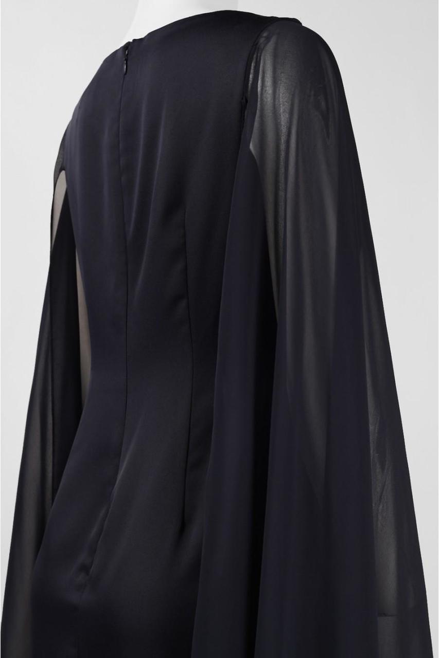 Adrianna Papell - 81917310 Fitted Bateau Dress with Cape in Black
