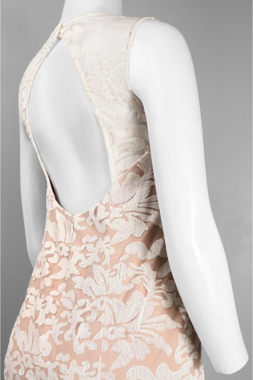 Adrianna Papell - 91906310 Embroidered Sleeveless Evening Gown in White and Neutral