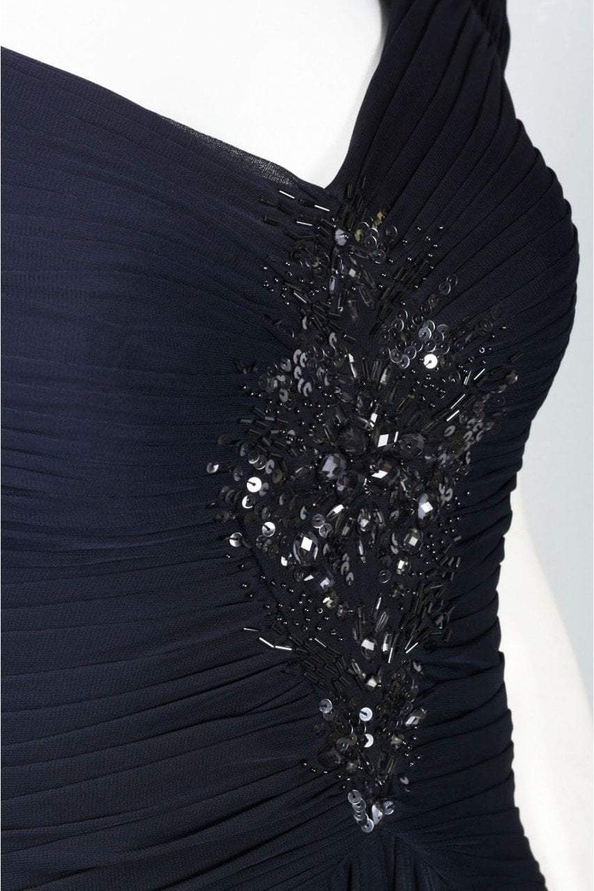 Adrianna Papell - 09G879300 Cap Sleeve Embellished Ruched A-Line Gown in Blue