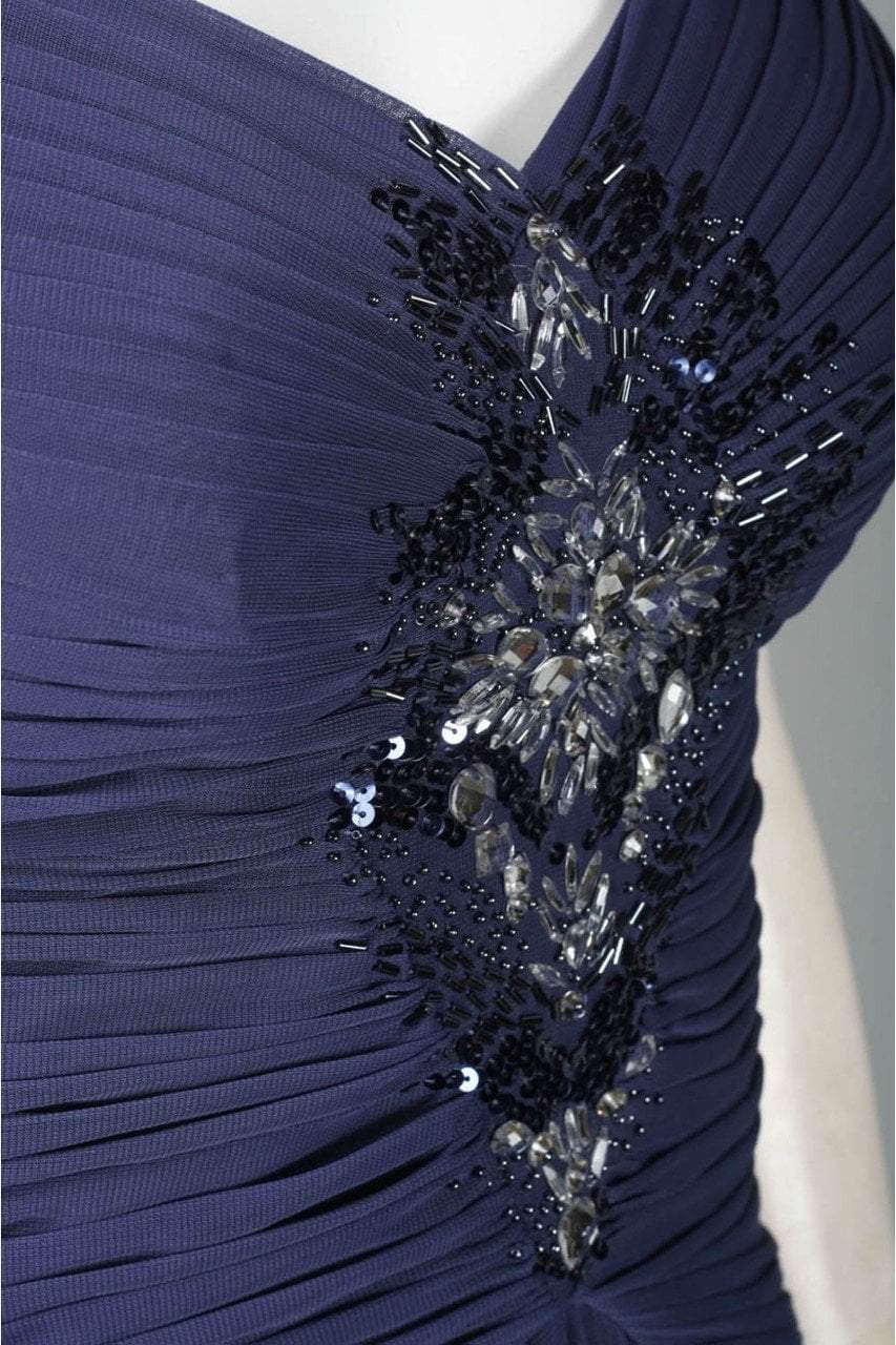 Adrianna Papell - 09G879300 Cap Sleeve Embellished Ruched A-Line Gown in Purple