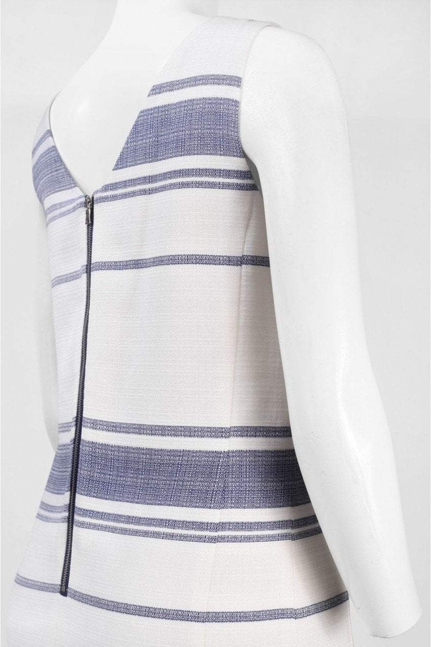 Adrianna Papell - 16PD11220 Tweed Stripe Sleeveless Sheath Dress in White