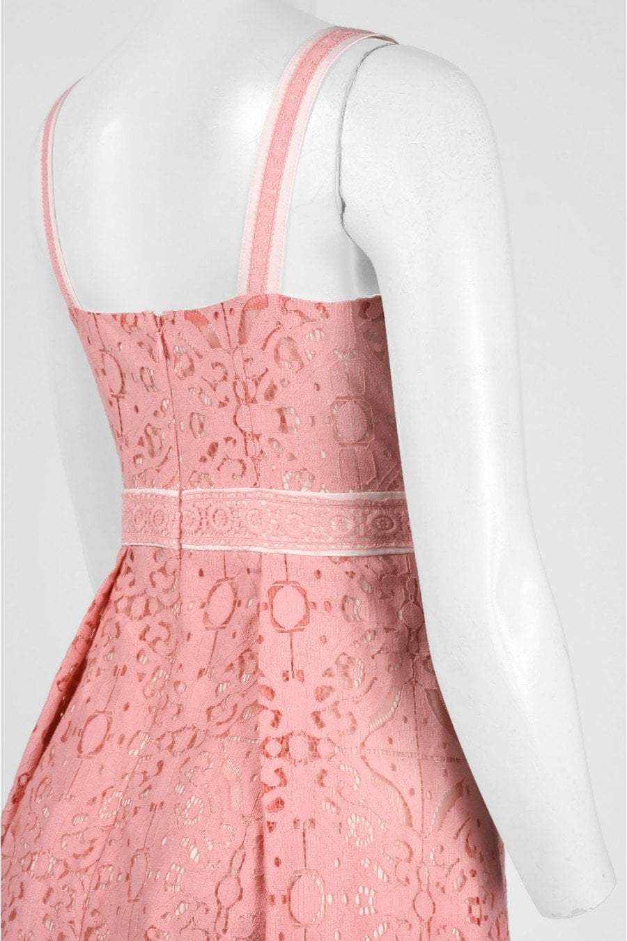 Adrianna Papell - AP1D100817 Full Lace V-neck A-line Dress In Pink