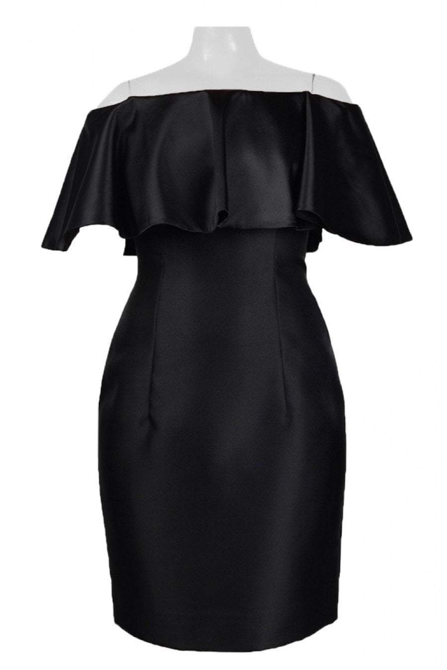 Adrianna Papell - AP1E201683 Off-Shoulder Mikado Sheath Dress In Black