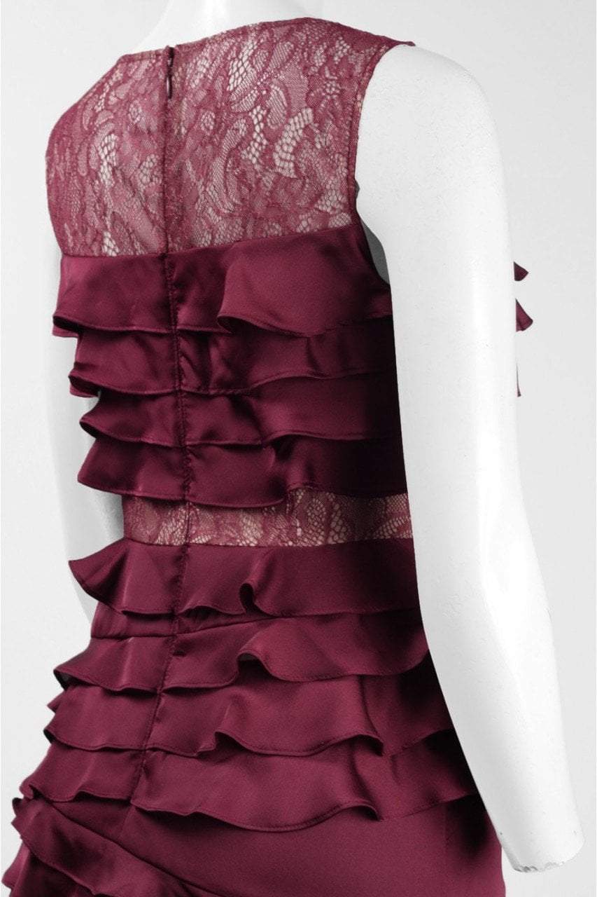 Adrianna Papell - AP1E201734 Sleeveless Lace Satin Tiered Gown in Red