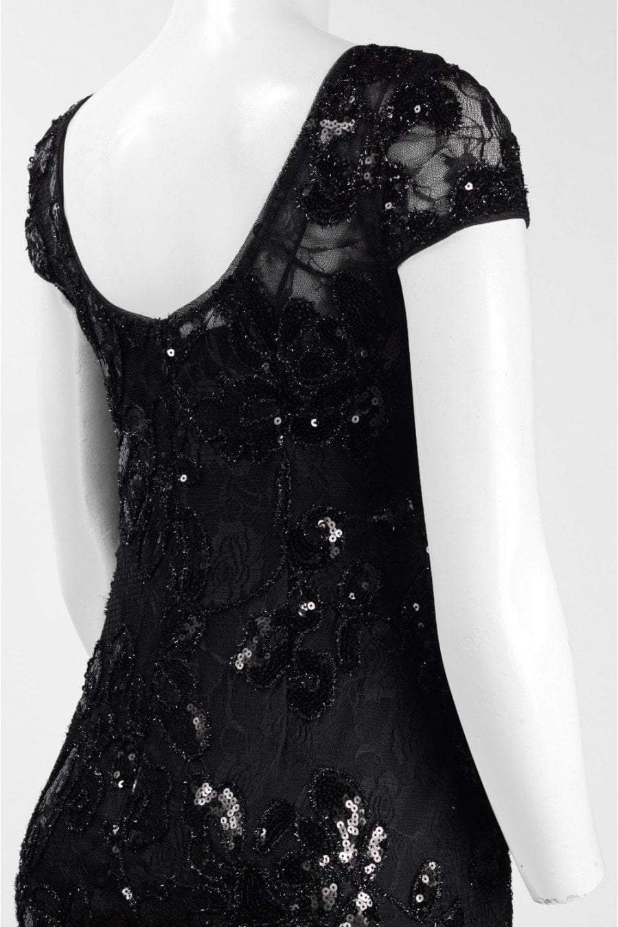 Adrianna Papell - AP1E201934 Embroidered Sequined Bateau Sheath Dress In Black