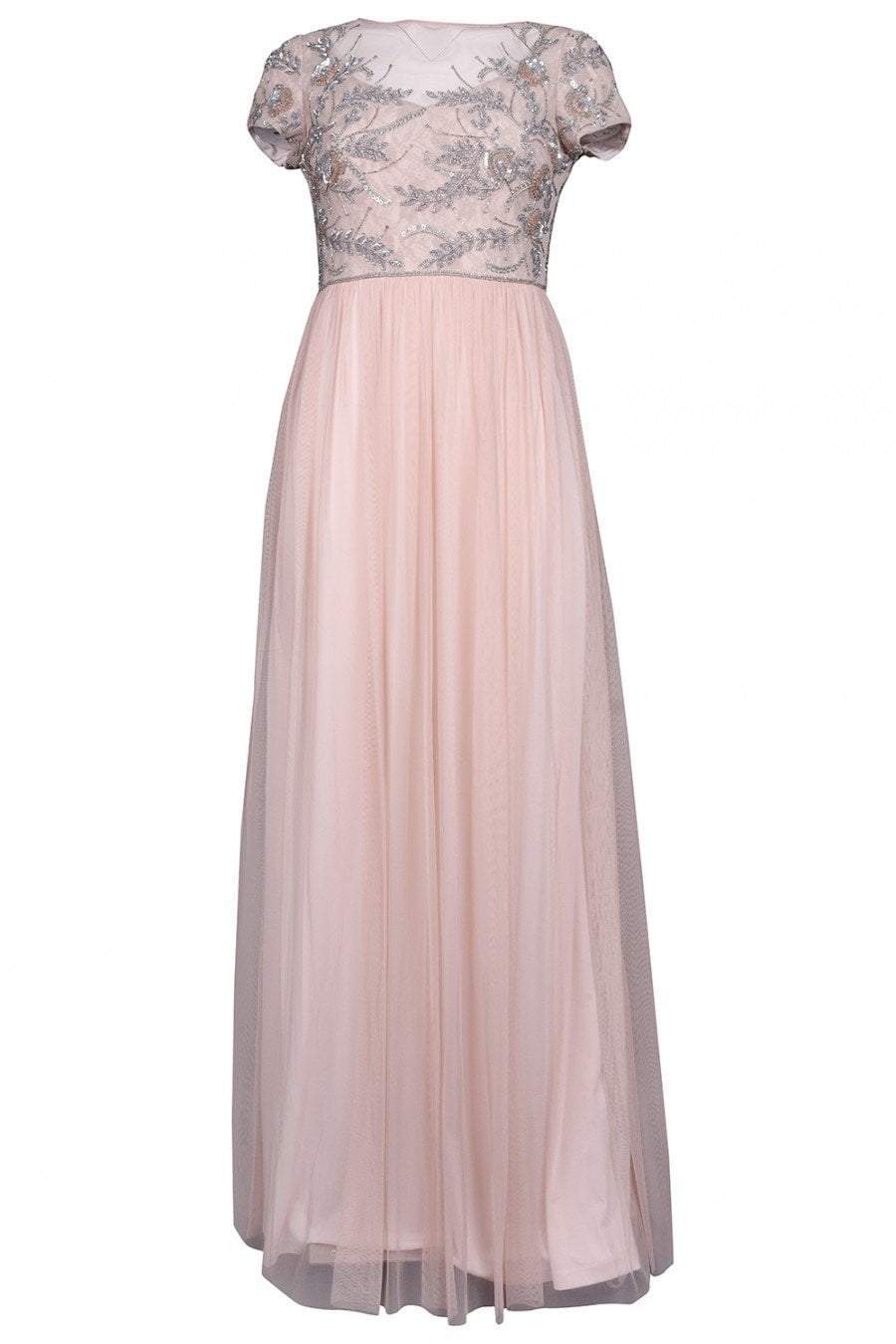 Adrianna Papell - AP1E202874 Embellished Illusion Tulle A-line Dress In Pink