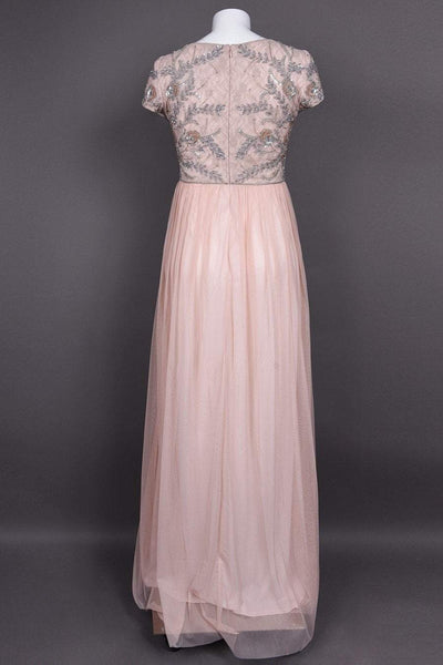 Adrianna Papell - AP1E202874 Embellished Illusion Tulle A-line Dress In Pink