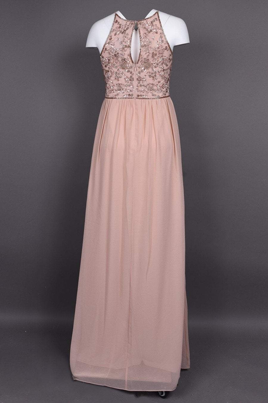 Adrianna Papell - AP1E203111 Bedazzled Halter Chiffon A-line Dress In Pink