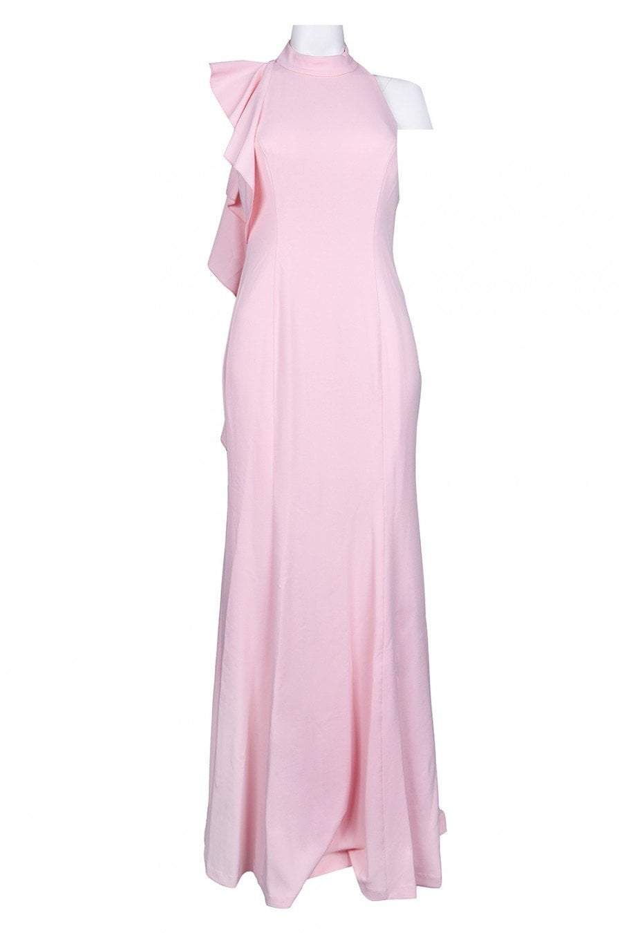 Adrianna Papell - AP1E203268 Ruffled High Neck Trumpet Dress In Pink