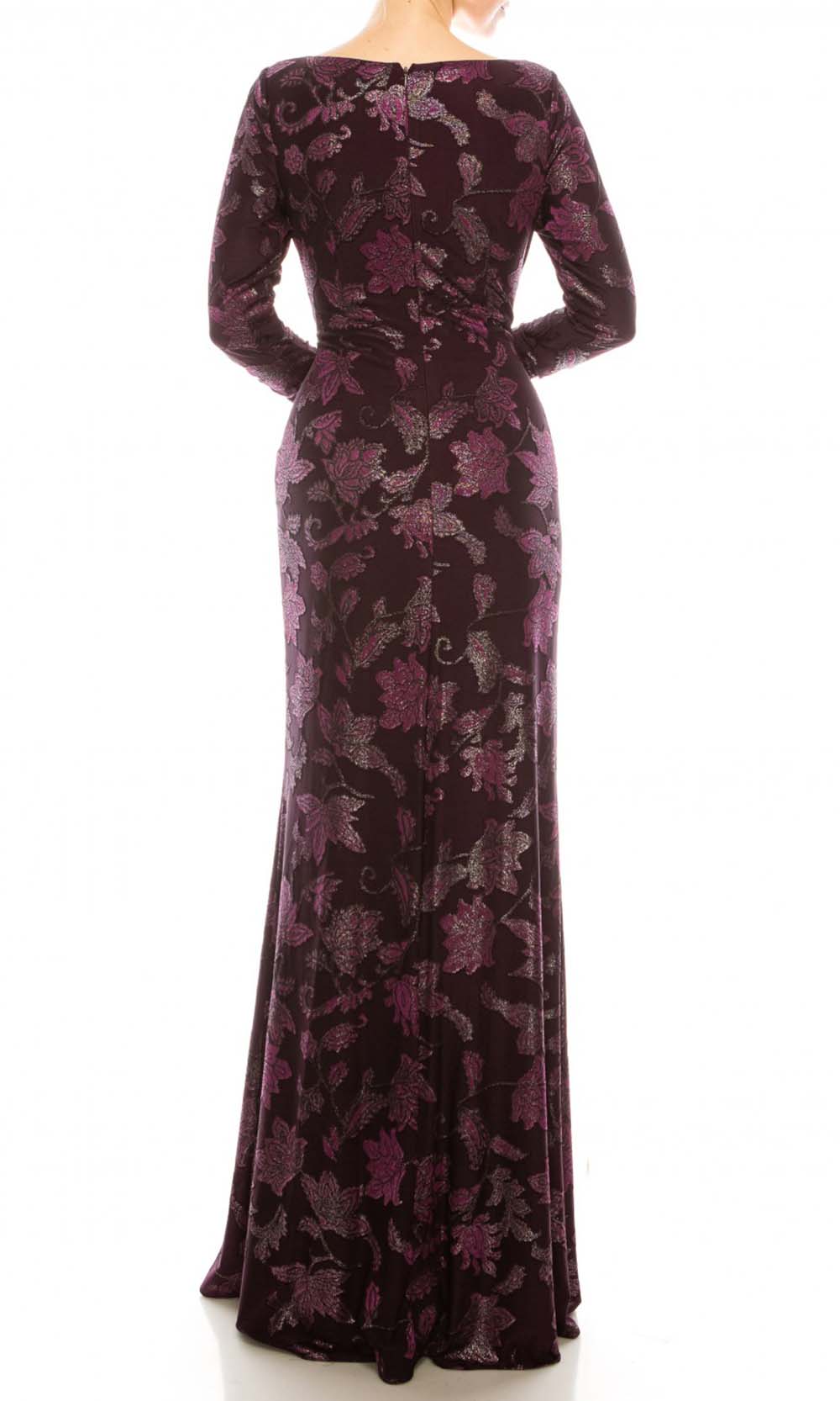 Adrianna Papell - AP1E206702 Metallic Jacquard Sheath Dress In Red