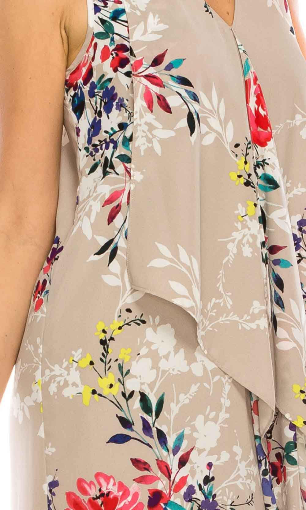 Adrianna Papell - AP1D102209 Floral High Low Dress In Multi-Color