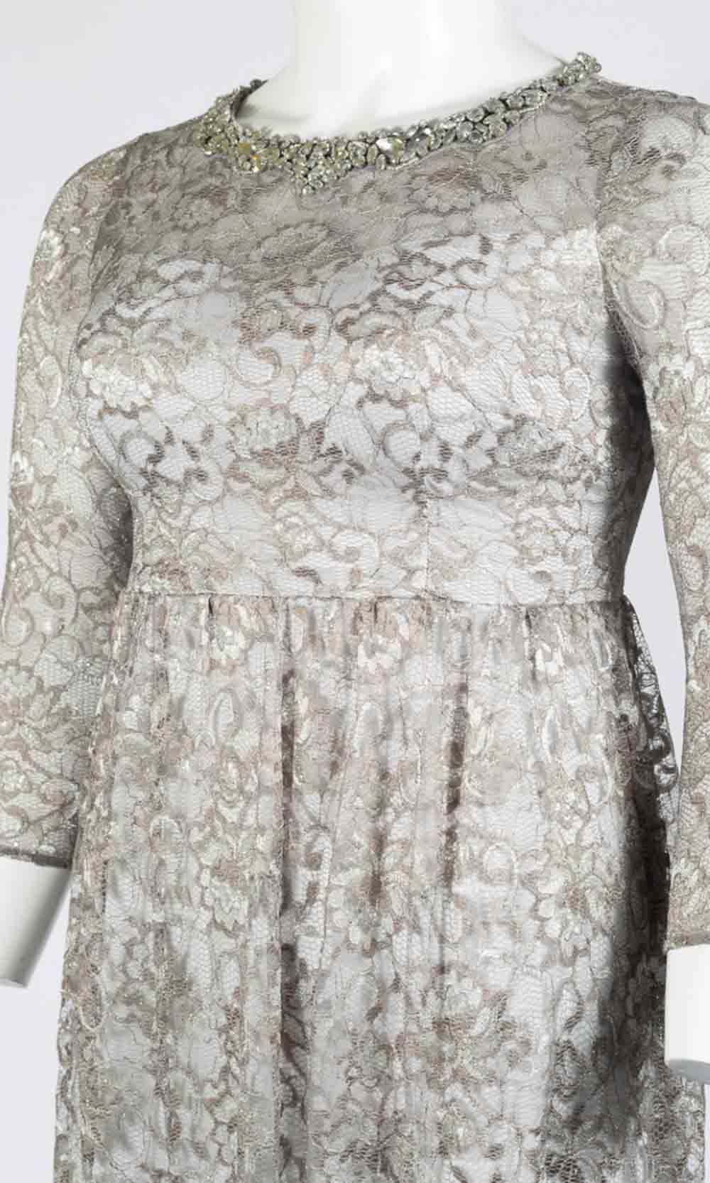 Adrianna Papell - AP1E203486 Lace Evening Dress In Silver