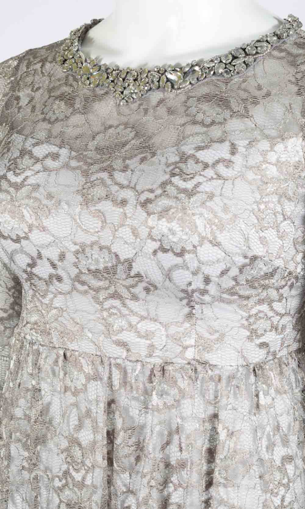 Adrianna Papell - AP1E203486 Lace Evening Dress In Silver