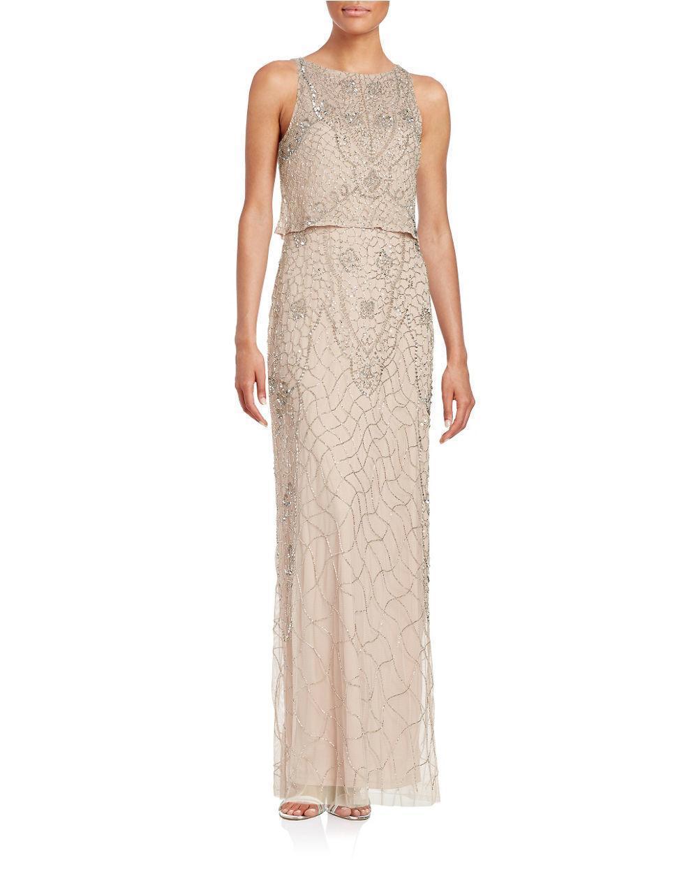 Aiden Mattox - Embellished Bateau Neck Dress 54468710  in Gold