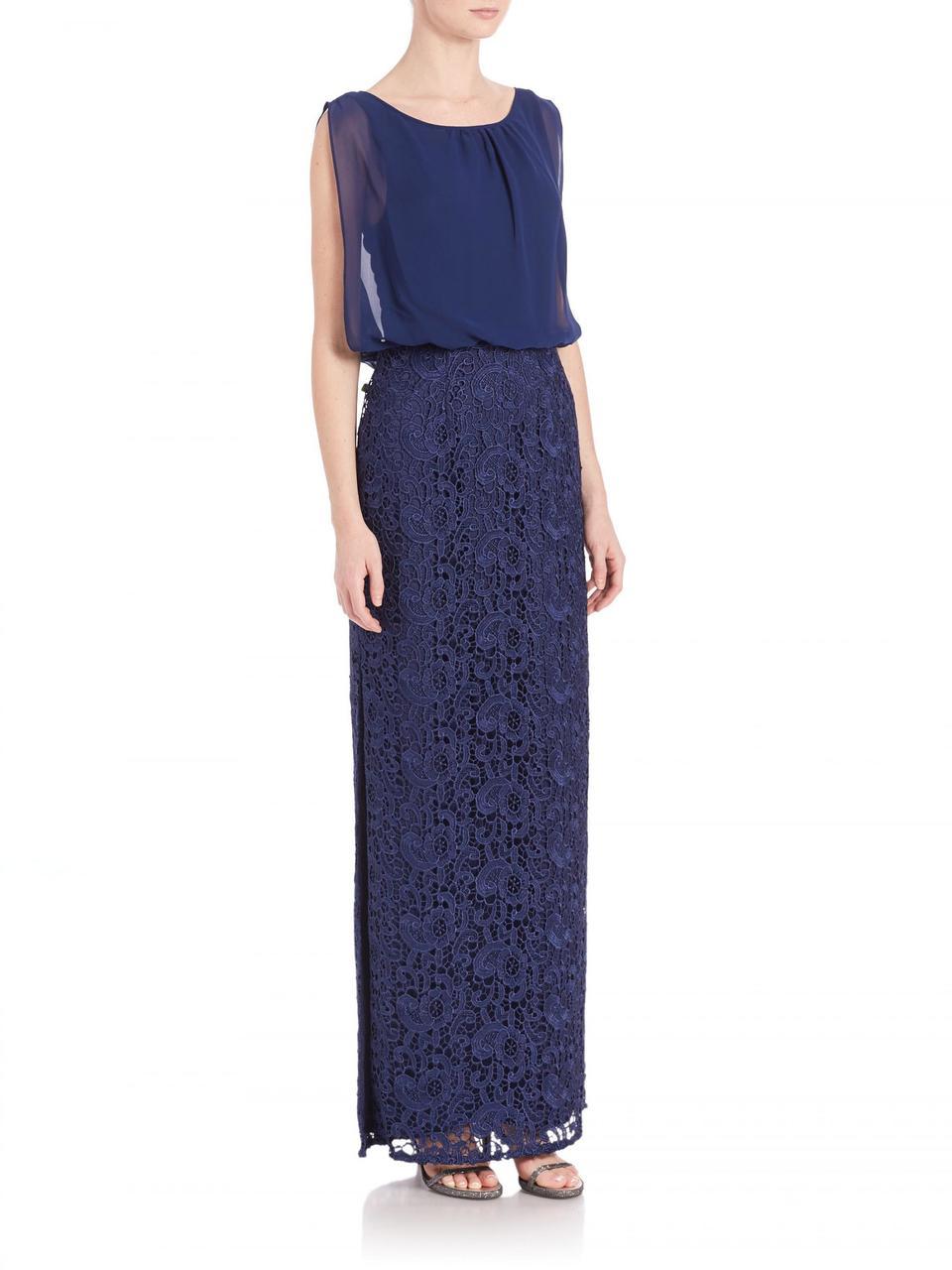 Aidan Mattox - Sleeveless Lace Long Dress 251704760 in Blue