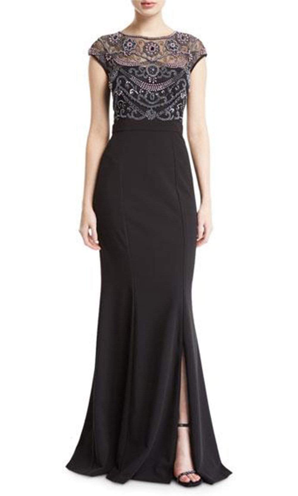Aidan Mattox - MD1E203319 Embellished Bateau Trumpet Dress Evening Dresses 0 / Black