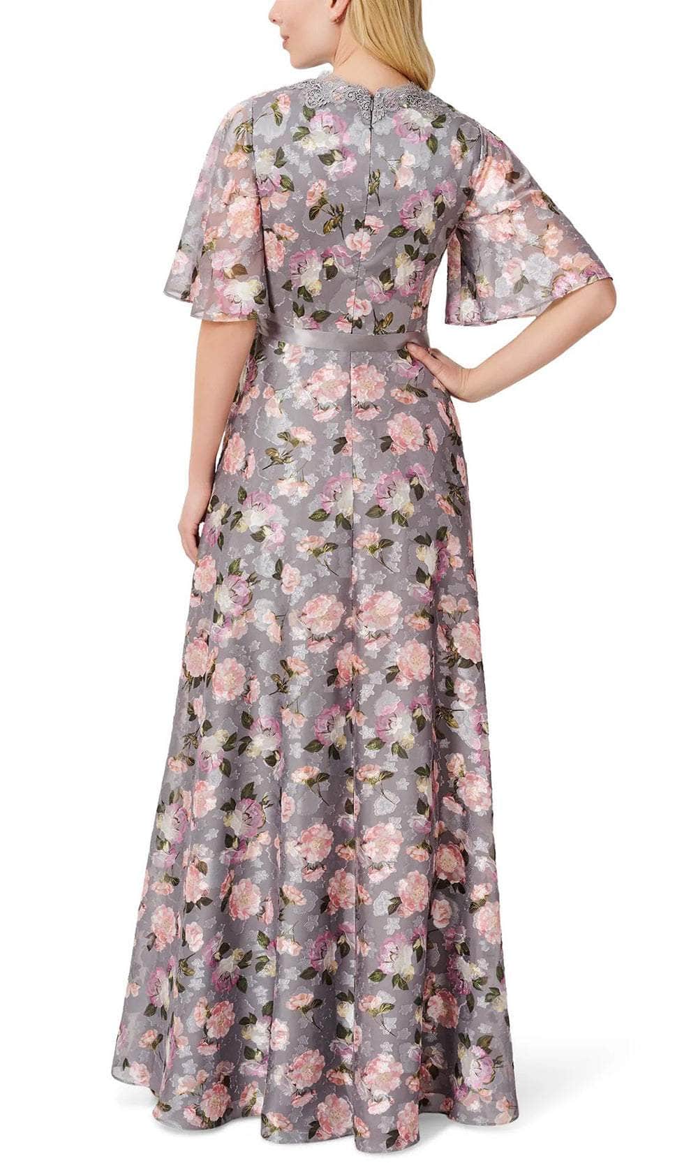 Aidan Mattox MD1E207259 - Flutter Sleeve Floral Long Dress Evening Dresses
