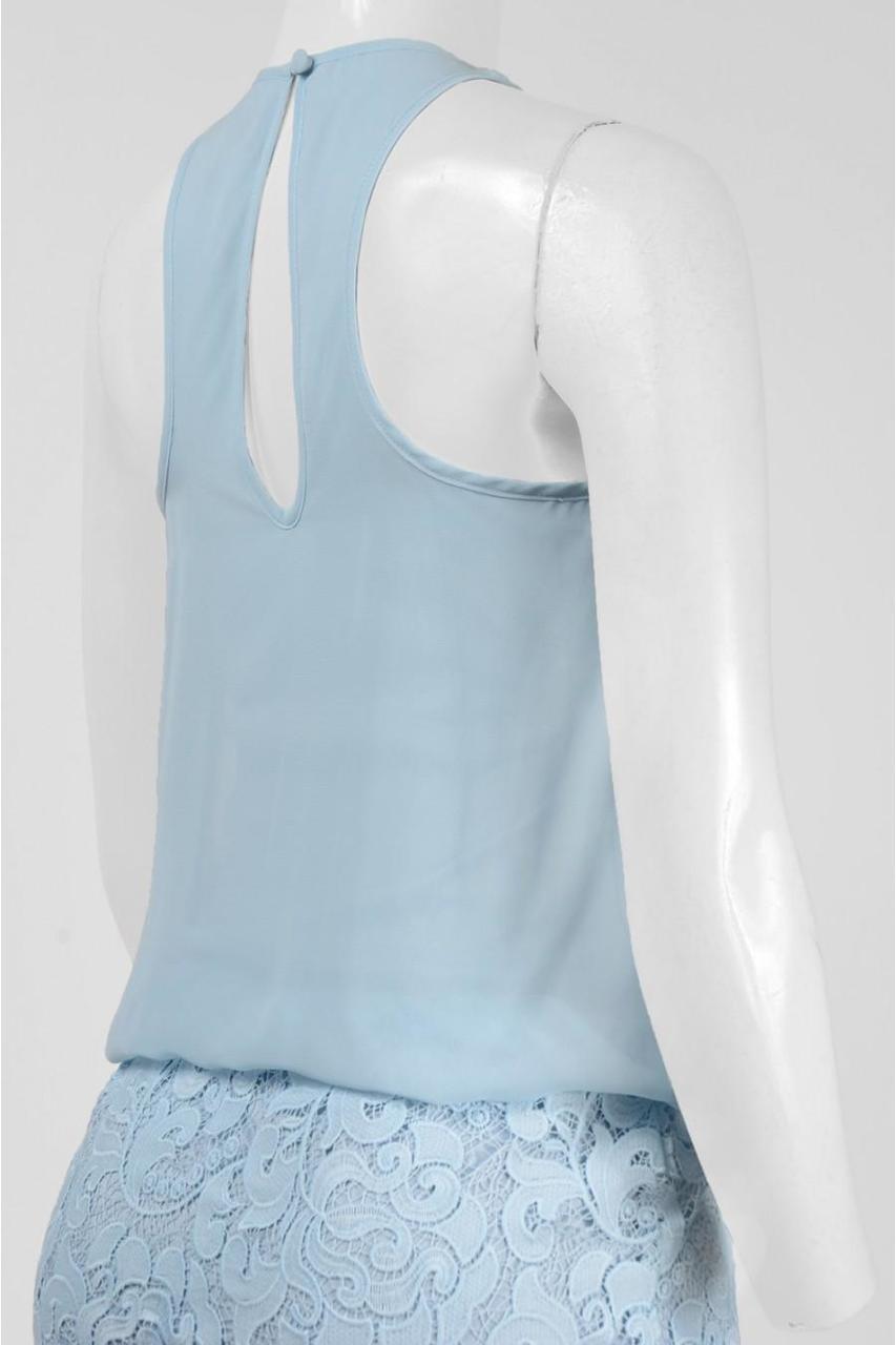 Aidan by Aidan Mattox - Lace Halter Neck Blouson Dress 151A12820 in Blue