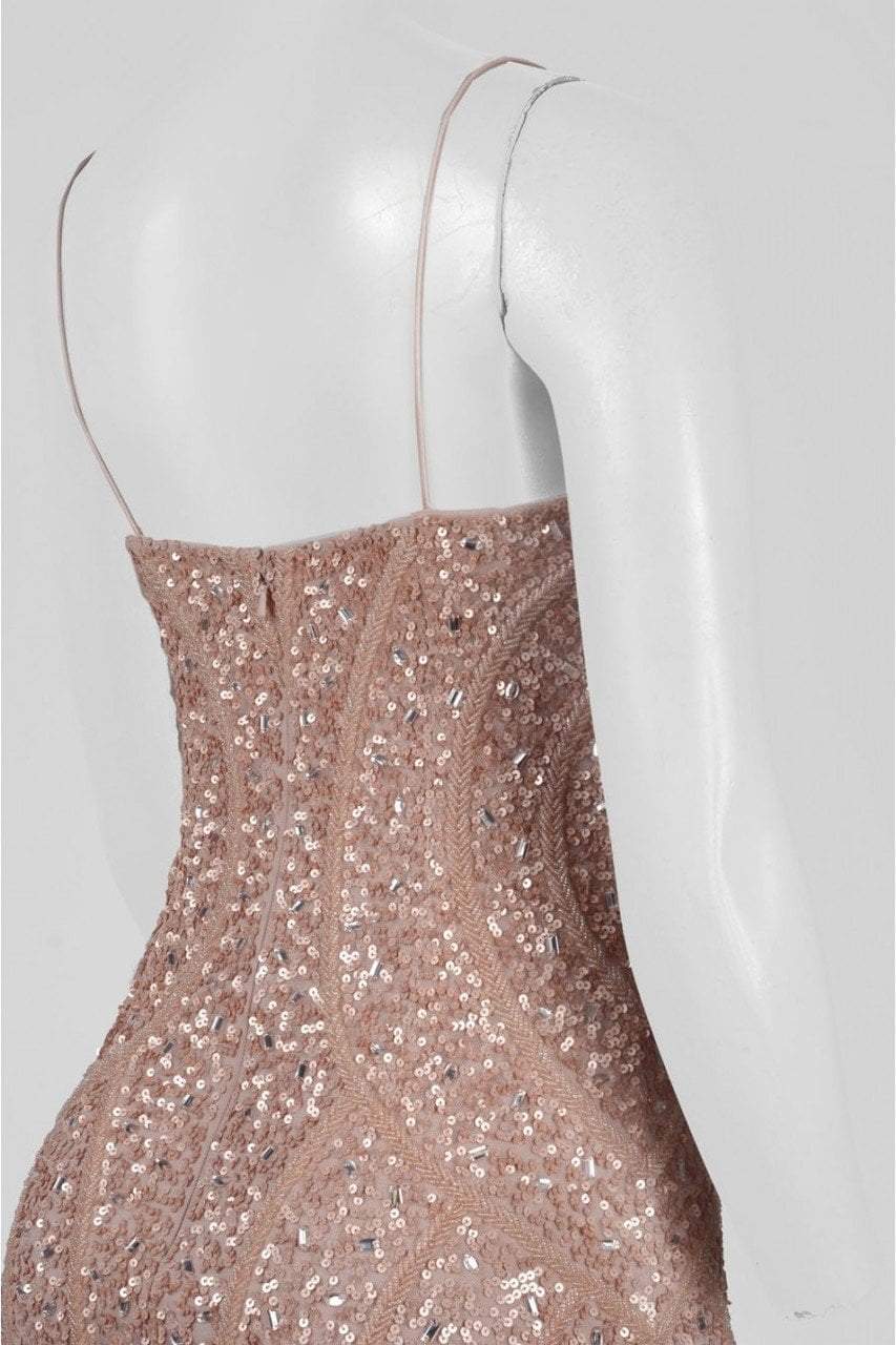 Aidan Mattox - Sequined Fringe Sheath Dress MD1E200485 in Pink