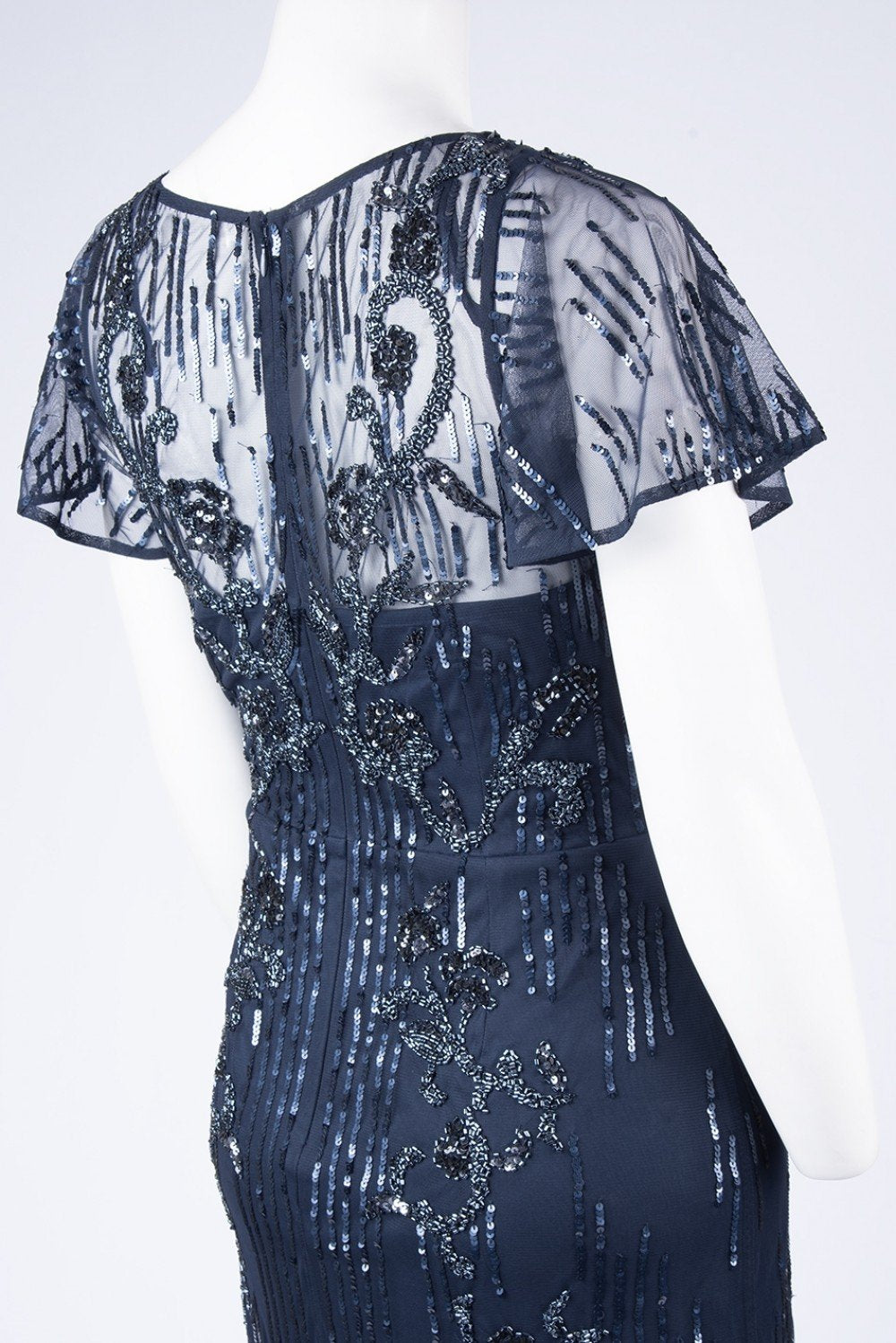 Aidan Mattox - MD1E203304 Bedazzled V-neck Sheath Dress In Blue