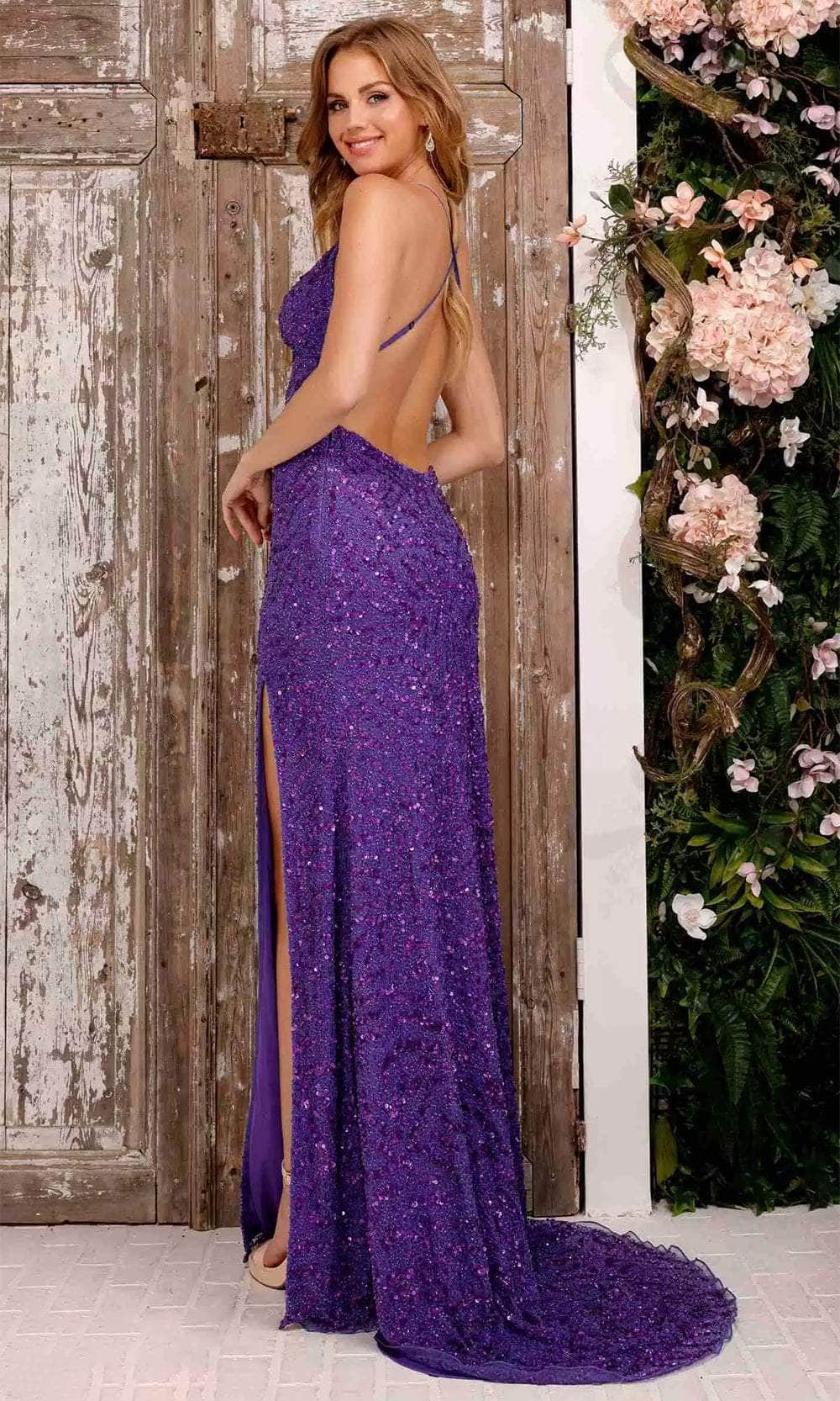 Aleta Couture 882 - Sequin Open Back Gown Evening Dresses