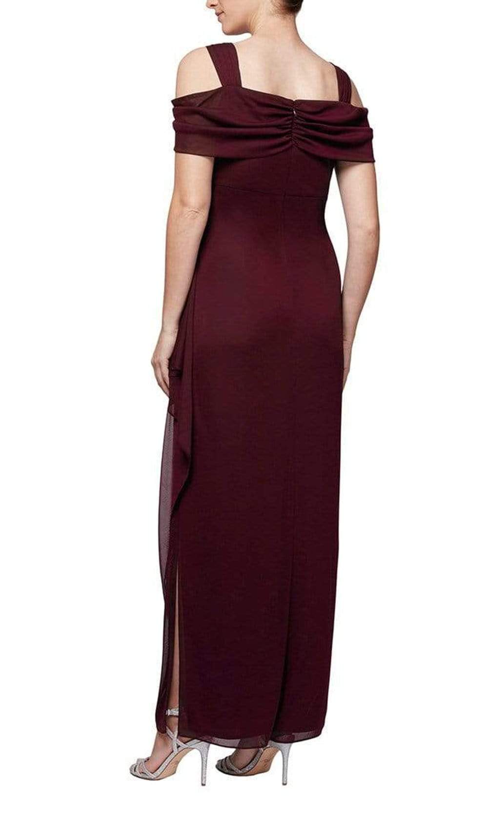 Alex Evenings - 132902 Jewel Accent Waist Cold Shoulder Mesh Dress Mother of the Bride Dresses