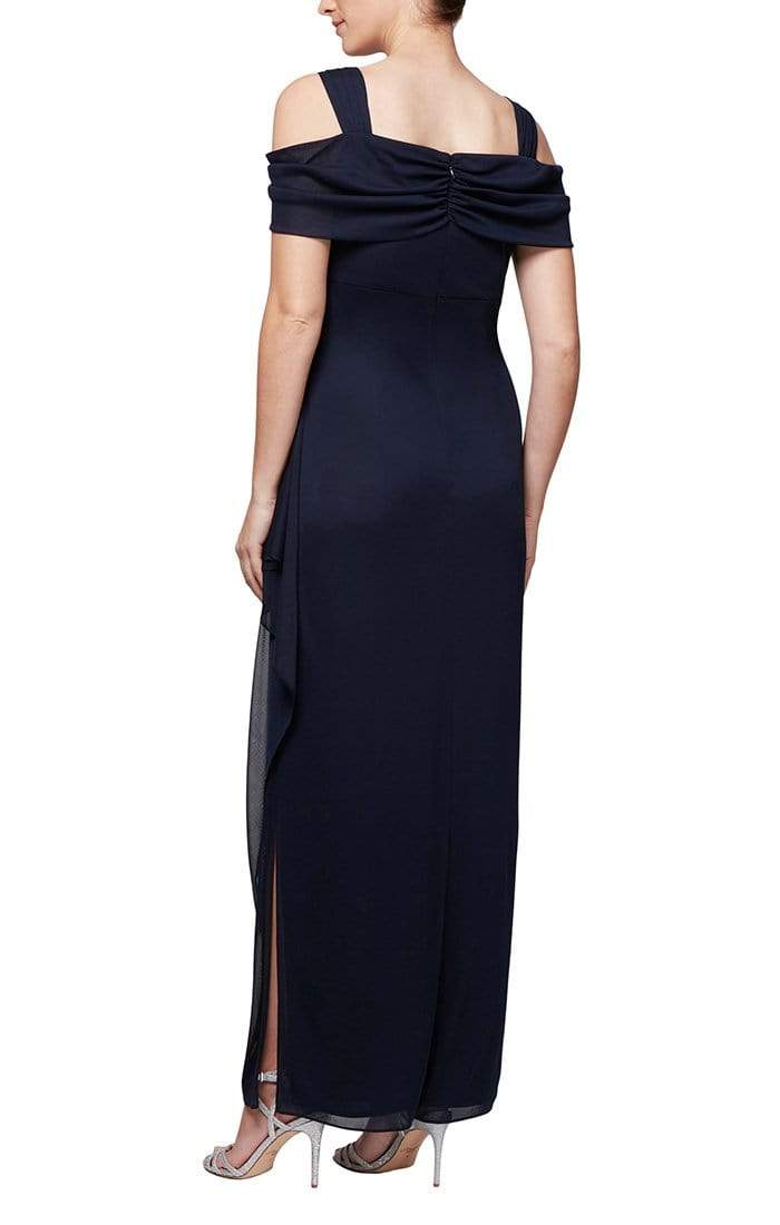 Alex Evenings - 132902 Jewel Accent Waist Cold Shoulder Mesh Dress Mother of the Bride Dresses