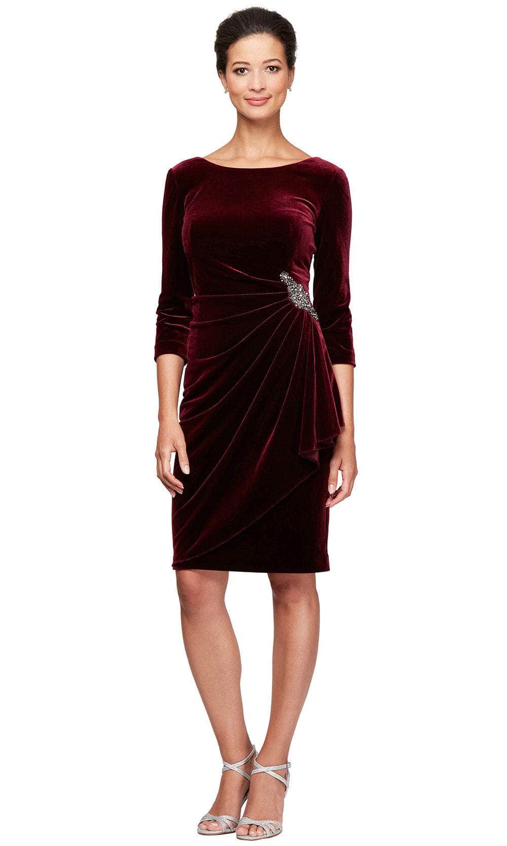 Alex Evenings 1915268 - Quarter Sleeve Velvet Cocktail Dress Special Occasion Dress