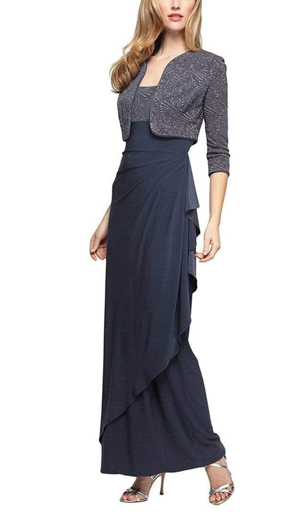 Alex Evenings Embroidered Empire Gown with Jacket in Smoke at Nordstrom, Size 8 Alex Evenings Embroidered Empire Gown with Jacket in Smoke at Nordstrom, Size 8