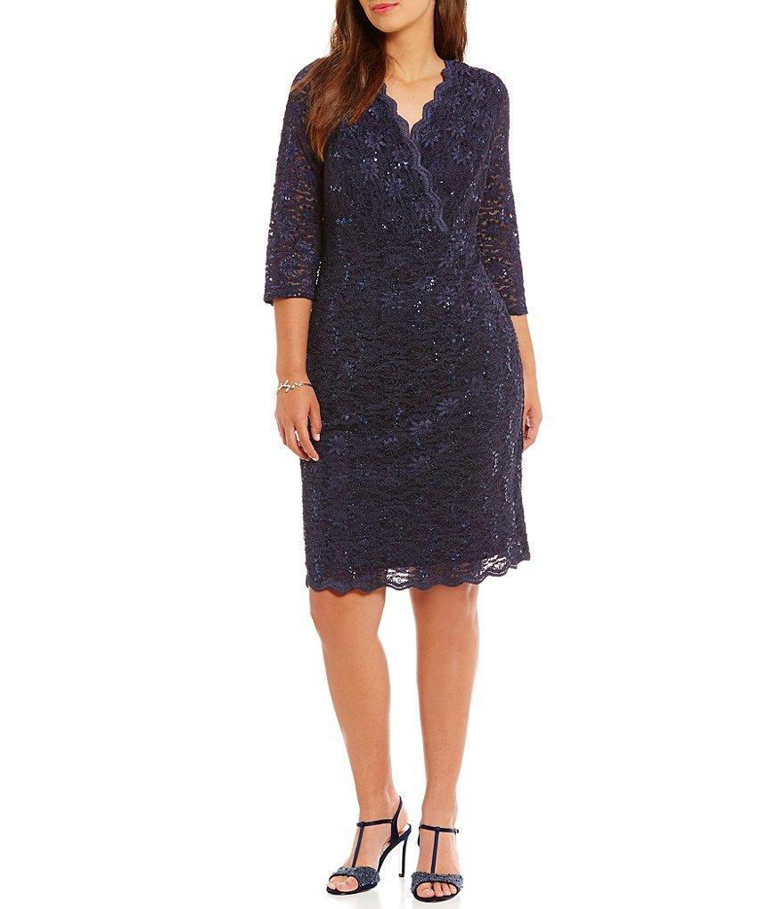 16w cocktail dresses Alex Evenings 8439054 Tea Length Plus Size Short Cocktail Ruffle A Line Dress