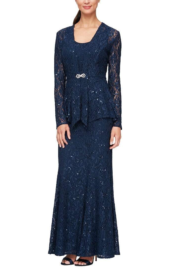 Alex Evenings - 81122452 Lace Scoop Neck Evening Dress with Jacket ADASA Alex Evenings - 81122452 Lace Scoop Neck Evening Dress with Jacket ADASA