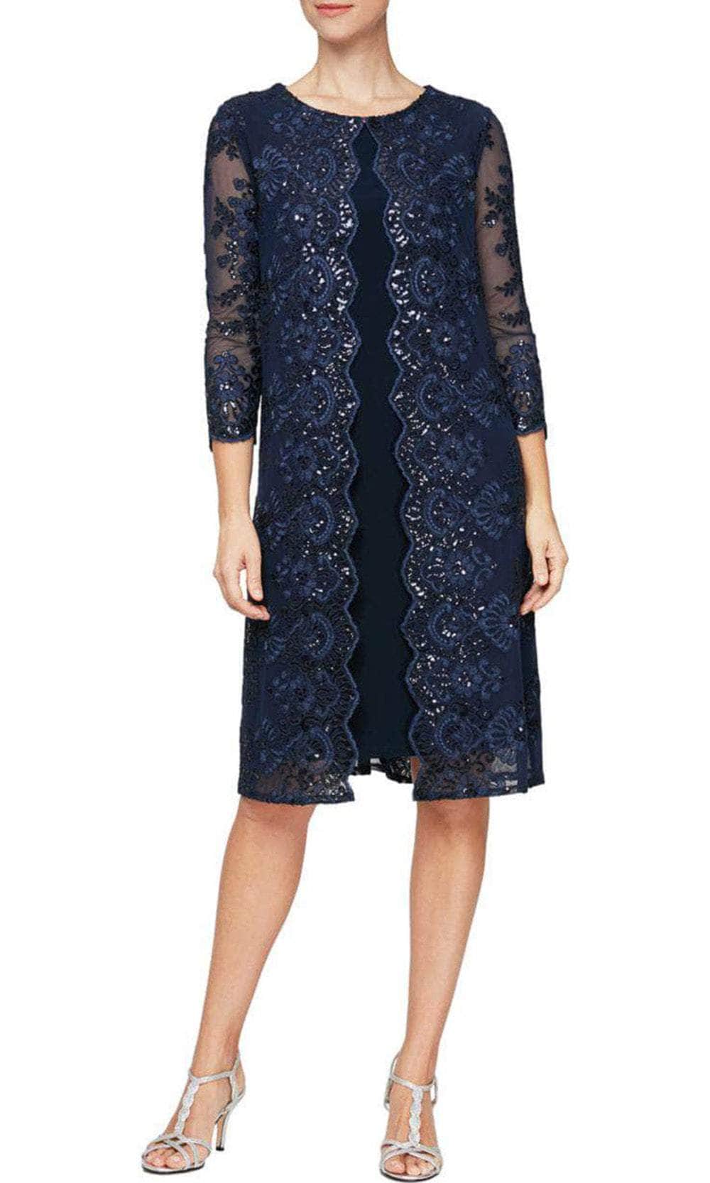 Alex Evenings 811712226 - Mock Jacket Sequin Short Dress Special Occasion Dress 6 / Smoke