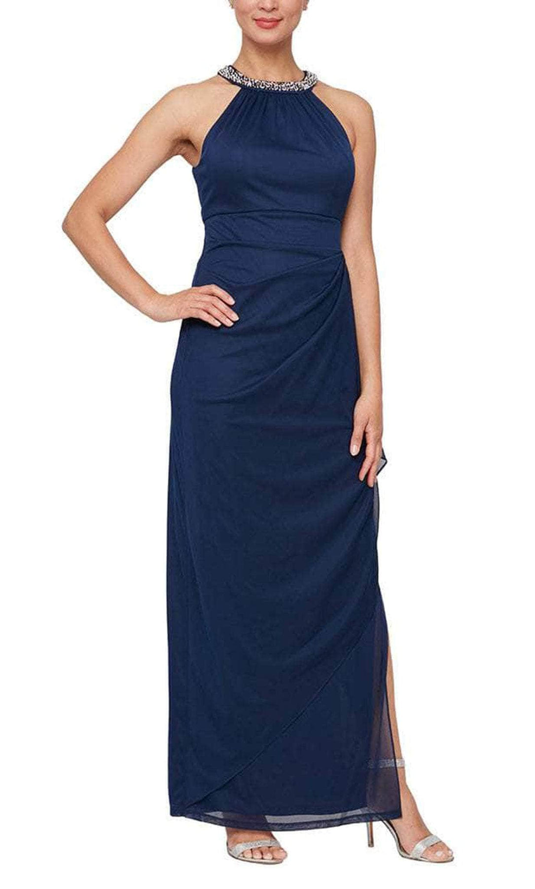 Alex Evenings 8132966 - Cascade Ruffle Long Dress Evening Dresses 2 / Navy