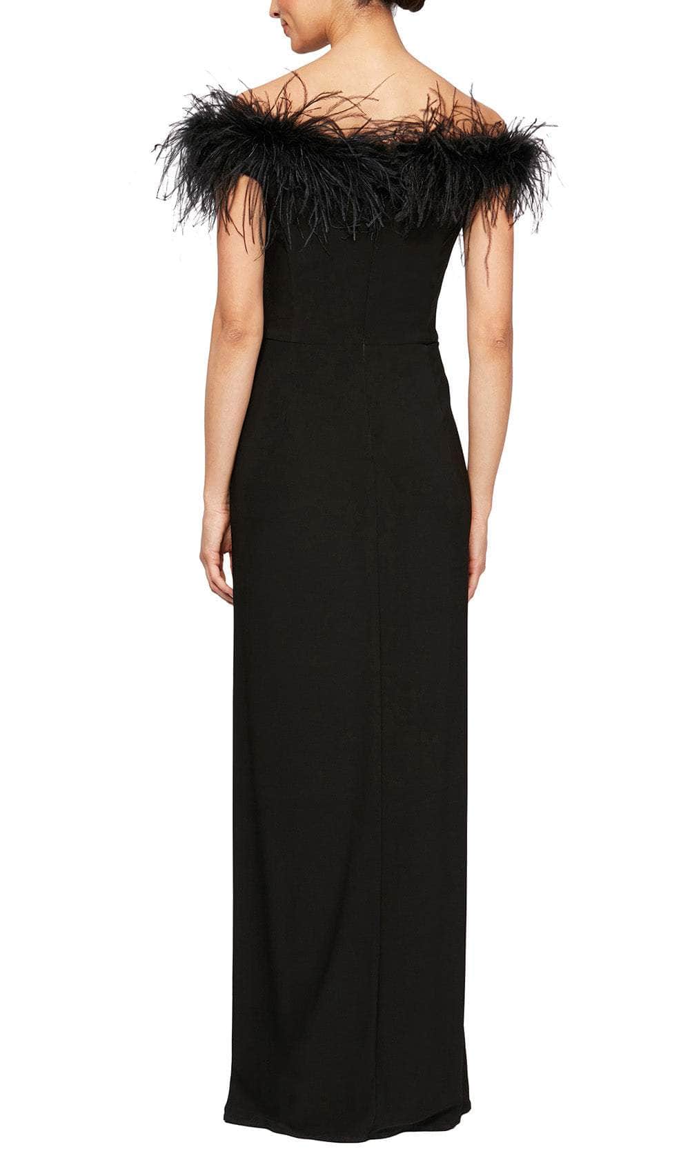 Alex Evenings 81351465 - Feather-Trimmed Sheath Evening Dress Special Occasion Dress