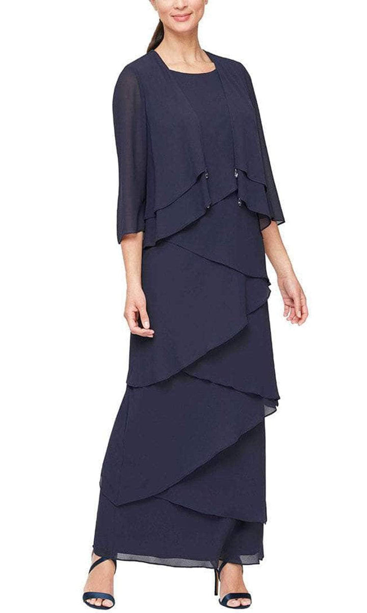 Alex Evenings - Tiered Dress 8192001 In Blue