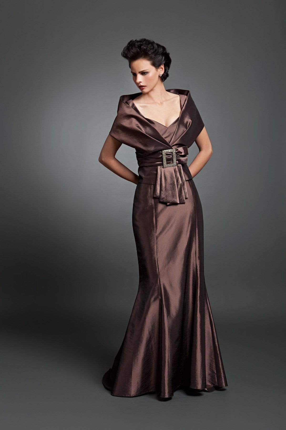 Alexander by Daymor - 1033 Faux Wrap Taffeta Trumpet Gown Mother of the Bride Dresses